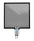 Front view of S40 ST thin Kraftsensor pressure sensor pad, film with silver interdigitated traces and dual leads