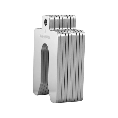 80 Piece Slotted Shim Set 2x2 Inch Stainless Steel With Eight Thicknesses For Precise Leveling And Alignment in stack