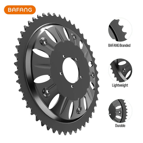 46T 16.5mm Offset Chainring For BBS-HD Mid Drive Kit, 1000W Ebike Conversion Part, shown with BAFANG branding and details
