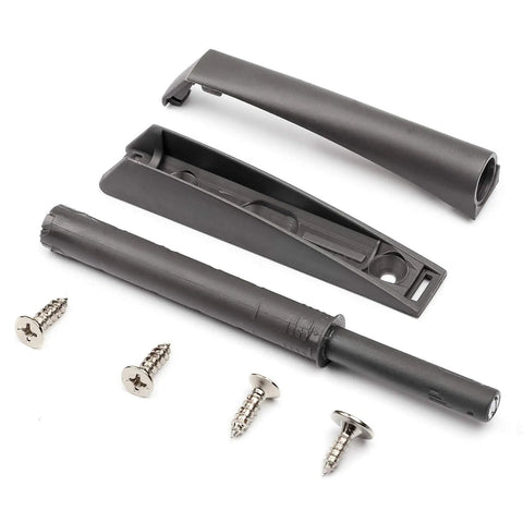 Straight Up Zero Hassle Magnetic Push Open Latches For Cabinets And Drawers Dark Grey Recessed Touch Release Hardware 4 Pack with screws