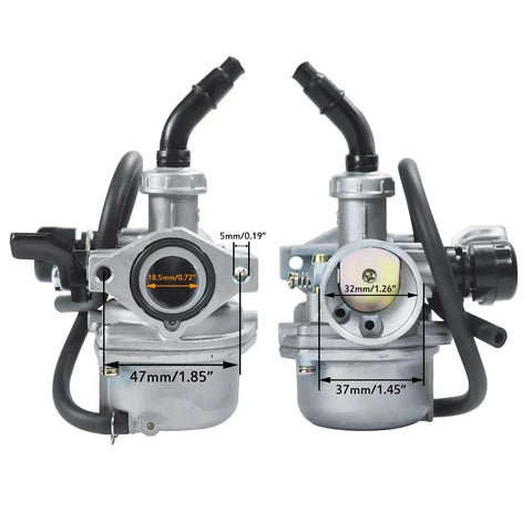 PZ19 Carburetor Kit With Air Filter, Fuel Line And Petcock For 50cc-125cc Chinese Kids ATVs, Go Karts And Dirt Bikes, front view