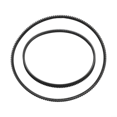 Set Of Two Premium Polyurethane Lathe Belts For Mini Metal Lathes Models 5M375 And 5M387, showcasing durable black belts.