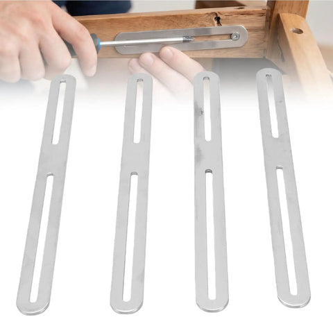 4 Pack Adjustable Flat Mending Plates With Single Slot Stainless Steel Repair Brackets For Wood Furniture in use