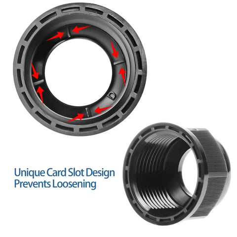Close-up view of 10 Pack 1/4 Inch IP68 Nylon Cord Grip Strain Relief Cable Gland Set with card slot design for secure fitting.