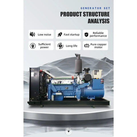Beefed Up Portable Heavy Duty Generator Set For High Power Silent Operation And Reliable Backup Power For Factory Home Outdoor Jobs And Industrial Use With A Stable Electric System, featuring product structure analysis.