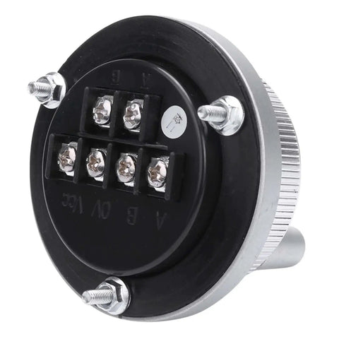 Back view of Hand Wheel Encoder Kit 5V Manual Pulse Generator for CNC Machines, showing connection terminals and sleek metal design.