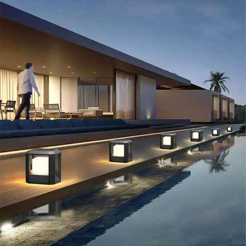 Outdoor Post Lights For Deck Fence And Yard With Hard Wired 120V 20W 3000K LED Pillar Lights Waterproof ETL Listed near pool and patio