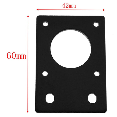 Black aluminum 42x60mm NEMA 17 motor mount for 3D printers