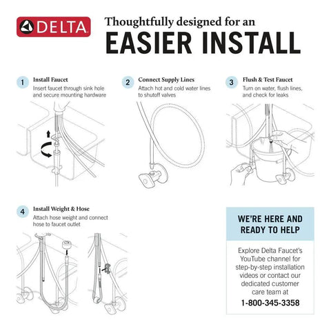 Installation instructions for Modern Single Handle Kitchen Sink Faucet With Smooth As Silk Pull Down Sprayer In Grime Resistant Brushed Nickel.