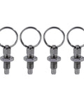 Solid As A Rock 4 Piece Stainless Steel Indexing Plunger Pins With Spring Loaded Knobs for precision positioning, side view.