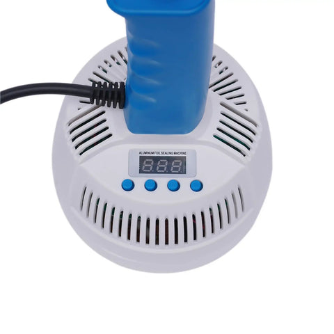 Pro Grade Handheld Bottle Cap Sealer Matches 20 To 100 mm Flat Caps features digital control panel and ergonomic handle design.