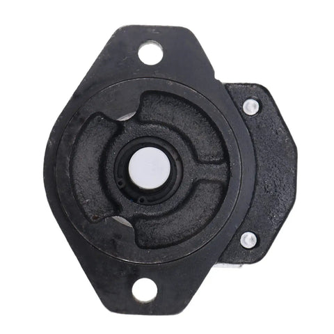 Bad Ass Heavy Duty Hydraulic Gear Pump Replacement For GS Series Scissor Lifts top view of gray alloy pump with mounting holes.