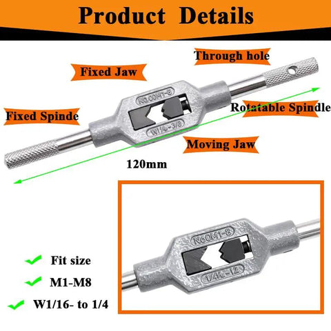 10 Pc Mini Metric Tap Set M1 To M3.5 HSS 6542 High Speed Steel Tiny Thread Taps Includes Adjustable Tap Wrench And Essential Drill Bits Perfect For Metalworking DIY Projects Thread Repair Precision Machining