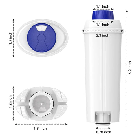 DLSC002 Water Filter Replacement For Espresso Machines Compatible With Eletta Series Eletta Explore Dinamica Magnifica Evo Magnifica S Magnifica Start Cappuccino System Ecam Esam Etam, 6.2-inch