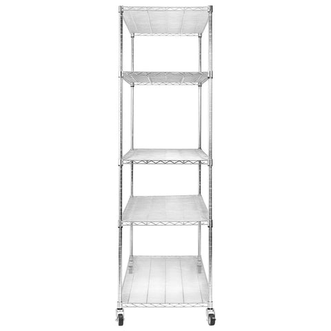 5 Tier Metal Shelving Unit With Wheels And Liners Beefy Heavy Duty Storage Rack Holds Up To 1500 Lbs Per Shelf 7500 Lbs Total