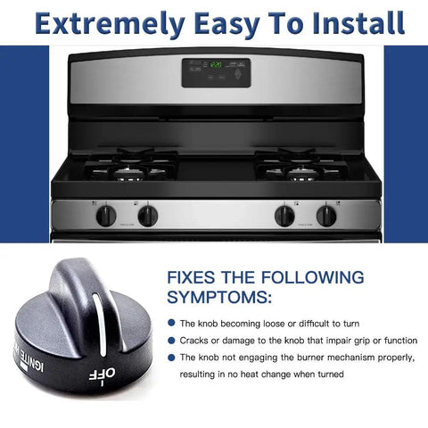 4 Pack Black Gas Range Burner Knobs Replacement For Standard Home Gas Ranges Easy Install Fits 8273103 8273107 8273111 ER8273103
