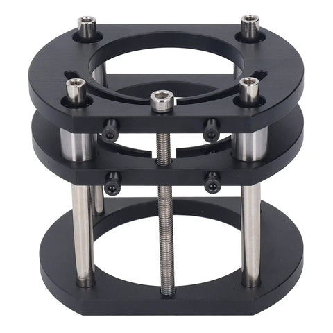 Router Lift Base For Small Milling And Trimming Machines With 4 Jaw Clamping Built Tough From Aluminum Alloy And Stainless Steel, black lift base with 54mm height adjustment