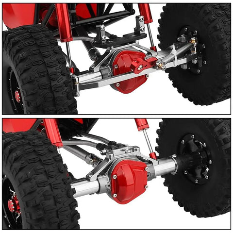Close-up of Beefy 330mm Wheelbase Rock Crawler Frame Chassis With SCX10 Axles Nylon Roll Cage Independent Shocks LCG Transmission