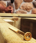 R4 No 8 By 2-1/2 Inch Self-Tapping Wood Screws 100 Count With Zip Tip shown installed in a wood fixture