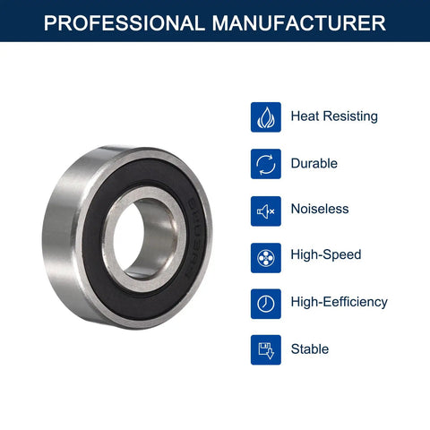 6203-20-2RS Deep Groove Ball Bearings With Dual Rubber Seals Pre Lubricated Chrome Steel GCr15 20 mm Inner Diameter