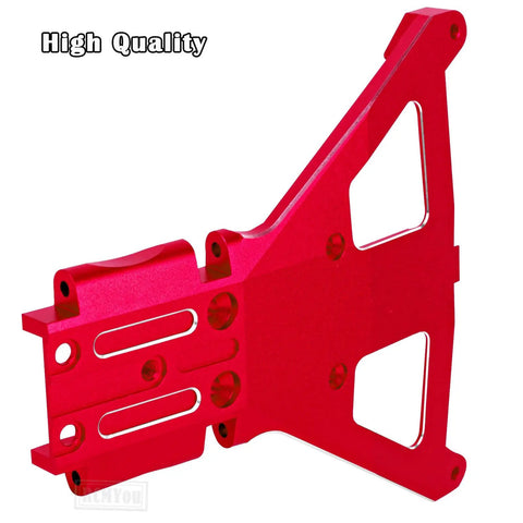 Red CNC machined aluminum front bulkhead from Aluminum Front And Rear Bulkhead Upgrade Kit For One Tenth Scale Slash 4X4 Ultimate Rally Brushless RC Car Red Alloy CNC Machined Beefed Up Hop Ups That Improve Durability Precision Handling And Boost Off Road Performance.