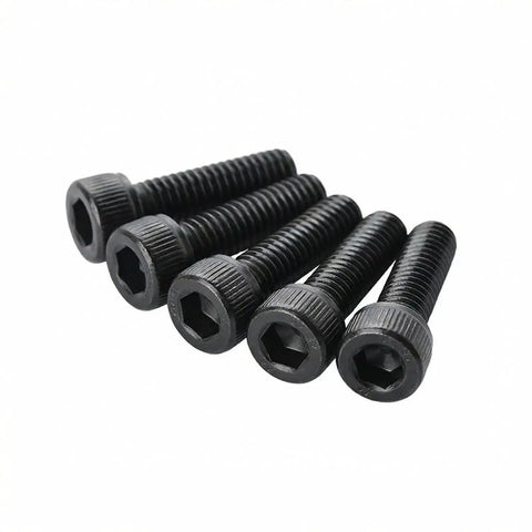 Hardcore M4 X 20mm Fully Machine Thread Hex Socket Head Cap Screws Bolts 304 Stainless Steel Black Oxide group of five screws