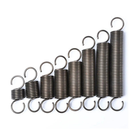 Premium Dual Hook Extension Springs Two Pack Stainless Steel Tension Coils in various sizes, ideal for mechanical repairs and DIY projects.