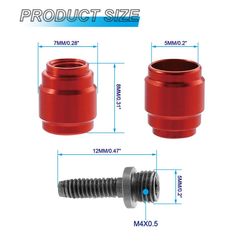 Brake Olive Connecting Insert Kit For SRAM Avid Hydraulic Disc Brake Hose, showing size dimensions of components