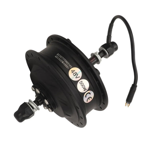 Rear Drive 48V 500W Brushless Gear Hub Motor For E Bike Conversion, Commuting And Off Road Upgrades, black motor with wire connector