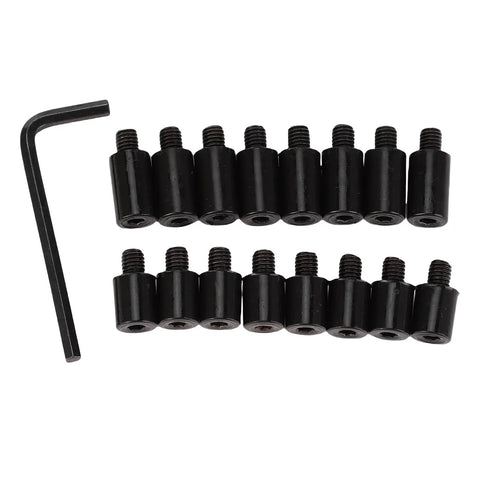 Heavy Duty Four Pack Eight Inch Flat Lathe Jaws Rock Solid Construction With Grade 45 Steel Self Centering Design No Sweat Pin Adjustment And Hex Wrench For Woodturning Shop Jobs, hex wrench and black locking pins shown.