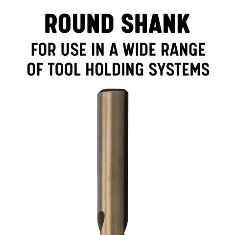 Drill bit with round shank, part of 60 Piece M35 Cobalt Drill Bit Set For Metalworking Tough As Nails Bits For Stainless Steel.