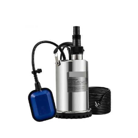 Heavy Duty Submersible Sump Pump Stainless Steel 1300 Watt Clean Water Drainage Rig For Basements Pools And Hot Tubs Smashes Through Heavy Flooding Tasks With Zero Hassle with blue float switch and cable.