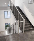 Heavy Duty Black Wrought Iron Balusters For Stairs Bring No Sweat Diy Assembly and Tough Outdoor Shielding displayed on staircase.