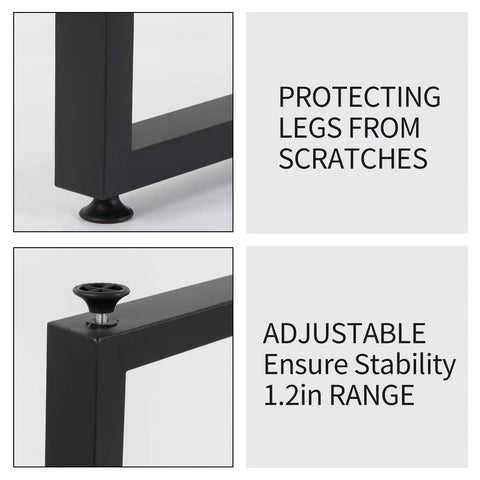 Beefy Heavy Duty Metal Table Legs 28 Inch High Square Tube Iron Desk Legs adjustable feet detail