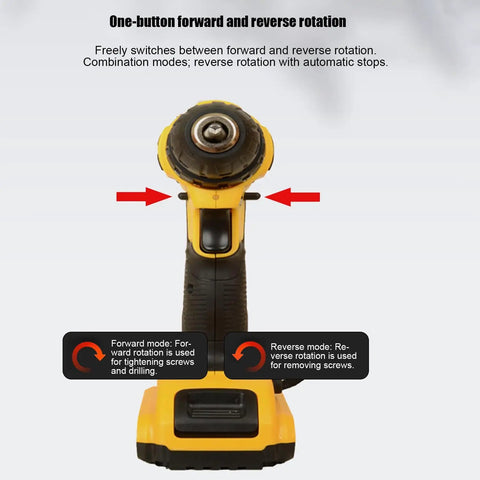 Heavy Duty Cordless Drill Kicking Serious Torque For Woodworking And Diy Projects Quick Change Chuck with one-button rotation feature.
