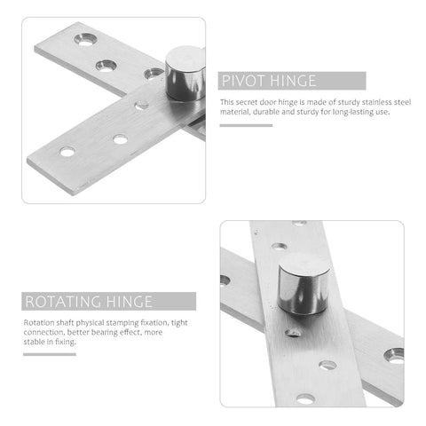 4-Pack Stainless Steel Hidden Door Hinges For Wooden Doors With Rotatable Pivot, highlighting pivot and rotating hinge features.