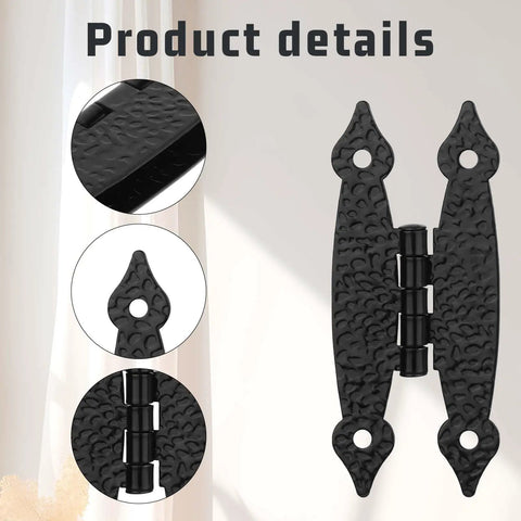 4 Pack Matte Black Antique Iron Decorative Hinges Vintage H Shape Butterfly Cabinet Hardware showing detailed design and functionality.