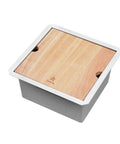 Undermount Stainless Steel Workstation Sink With Ledge, Single Bowl, 304 Grade, 15x15x8 Inch, Includes Grid, Cutting Board, top view