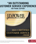 J.D. Power 2023 Certified Customer Service award plaque for phone support with Delta logo