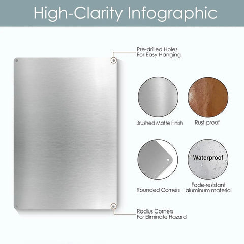 High-clarity infographic of First Aid Station Arrow Sign 8x12 Inch Aluminum Safety Wall Sign material and features.