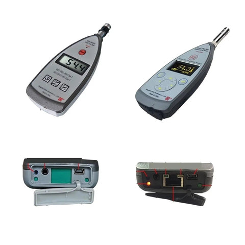 Straight Up Digital Decibel Meter With Bright Backlit LCD Screen And Class Two Noise Accuracy For Heavy Duty Environmental Tracking and sensor details.
