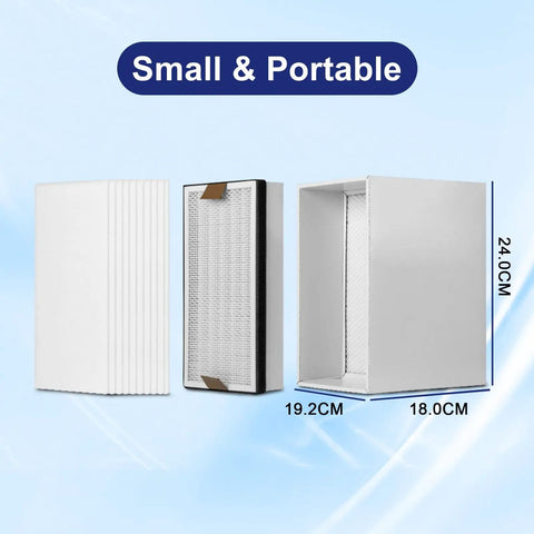 Beast 150W Solder Fume Extractor filter components showing size and portability, including plastic housing and filtration layers.