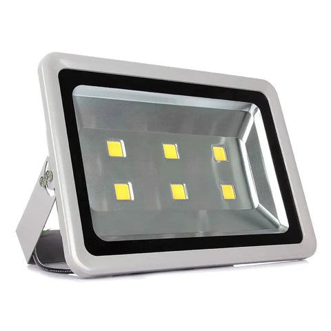 Hella Bright 300W LED Floodlights 10 Pack 3 Year Warranty Top Shelf Outdoor Spotlight Bulbs showing a sleek silver floodlight design.