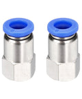 2 Pack Push To Connect Pneumatic Fittings One Eighth NPT Female, 0.31 Inch Tube OD, Nickel Plated Brass Straight Quick Connect Adapters For Air