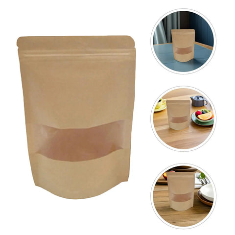 Resealable Kraft Paper Bags With Clear Window For Food Storage And Pantry Organization Pack Of 50 Great For Snacks Bread Treats