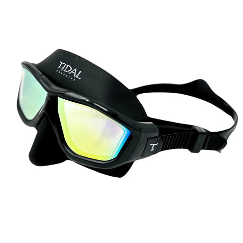 Low Volume Freedive Mask For Freediving, Spearfishing, And Snorkeling With Anti Fog Lens, 180 Degree Panoramic Vision, Black Frame