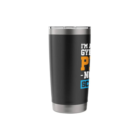 Black stainless steel tumbler for Dad Who Flies A Gyrocopter Autogyro Stainless Steel Insulated Tumbler Keeps Your Coffee Hot Or Cold Dual Wall Travel Mug For Autogyro Lovers And Gyroplane Pilots, side view