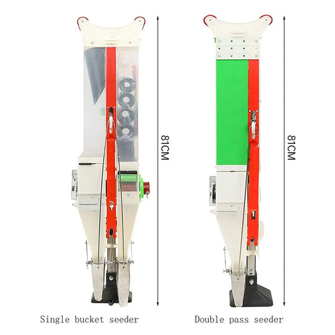 Handheld Seed Planter Transplanter Tool for Gardens, Easy Seed Broadcast Spreader with single and double bucket seeder design