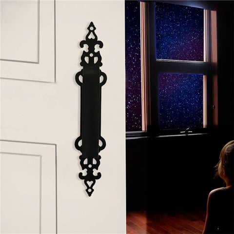 Decorative black handle from Six Piece Beafy Heavy Duty Garage Door Handle Hinges Set With Silent Hydraulic Buffer