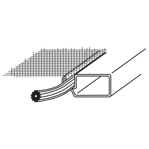 Diagram showing installation of 0.185 Inch Bulk Screen Spline Roll for Window Screens with fiberglass mesh and frame channel.